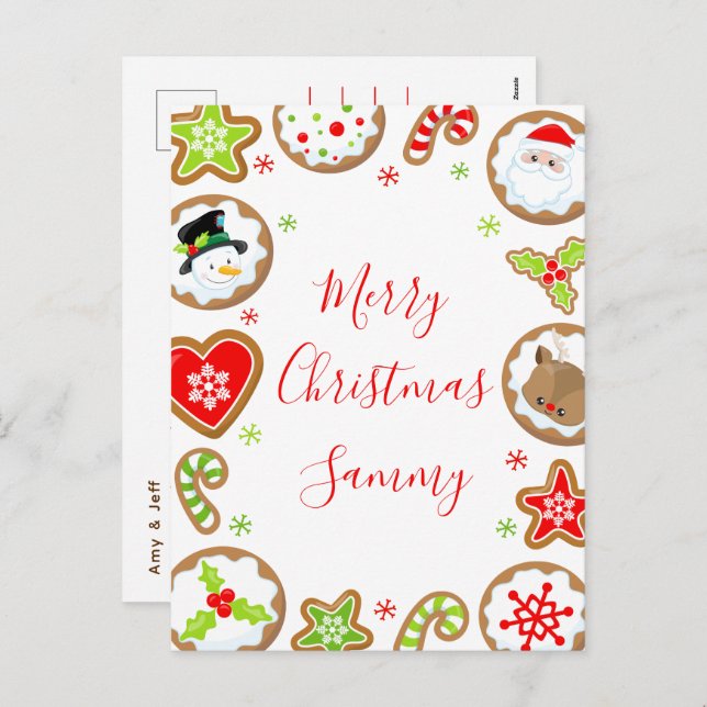 Postal Festiva Christmas Cookies Red and Green Merry Christmas (Anverso / Reverso)
