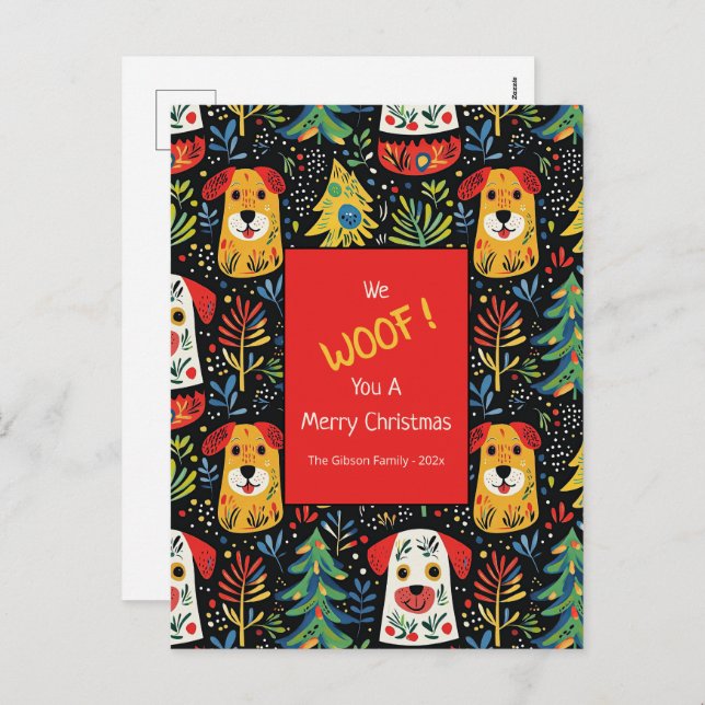 Postal Festiva Christmas Dogs Cute Holiday Postcard (Anverso / Reverso)