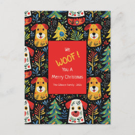 Postal Festiva Christmas Dogs Cute Holiday Postcard
