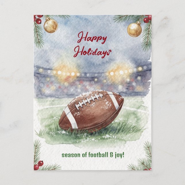 Postal Festiva Christmas Football Holiday Greeting Cards (Anverso)