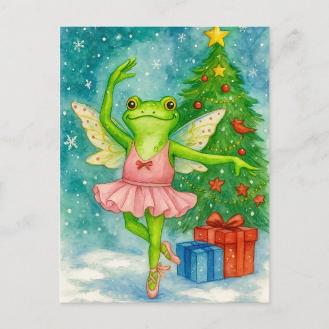 Postal Festiva Christmas Frog Ballerina Postcard (Anverso)