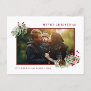 Postal Festiva Christmas Greenery Custom Photo