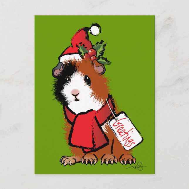Postal Festiva Christmas Guinea Pig Greeting (Anverso)