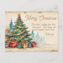 Postal Festiva Christmas Holiday Card Festive Decorated Tree &