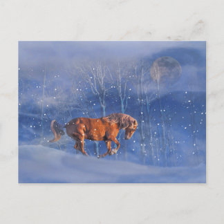 Postal Festiva Christmas Holiday Postcard Running Horse in Snow