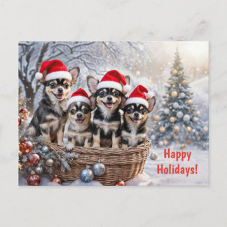 Postal Festiva Christmas Holidays Chihuahua Puppies Cute
