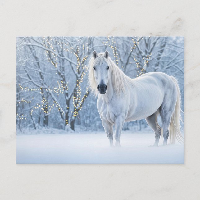 Postal Festiva Christmas Horse Snow Lights (Anverso)