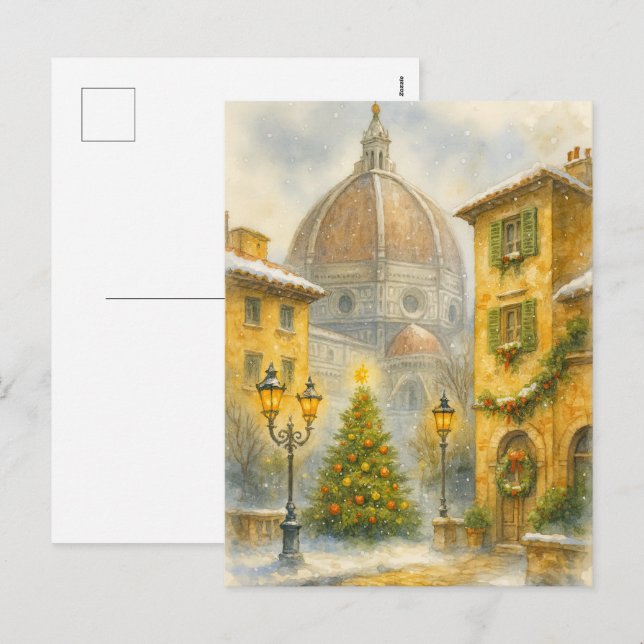 Postal Festiva Christmas in Florence Italy | Duomo Holiday Art  (Anverso / Reverso)