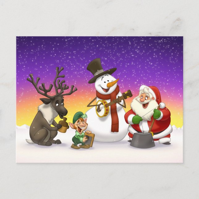 Postal Festiva Christmas Jug Band Postcard (Anverso)