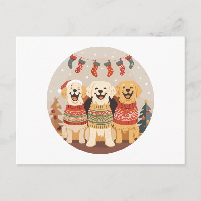 Postal Festiva Christmas Labrador Retriever Dogs (Anverso)