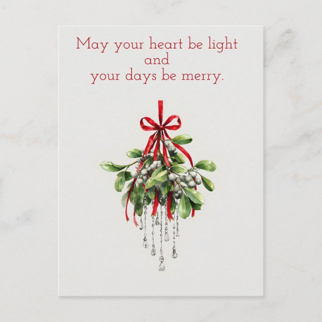Postal Festiva Christmas Mistletoe, watercolor Christmas  (Anverso)