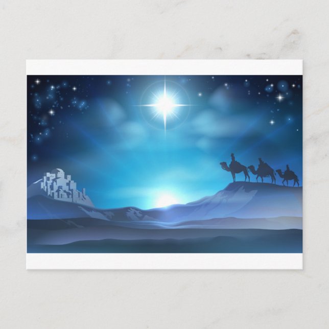 Postal Festiva Christmas Nativity Star and Wise Men (Anverso)