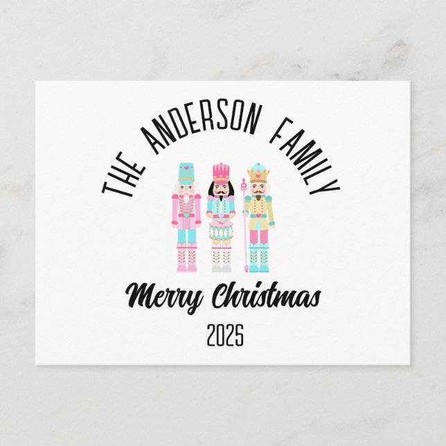 Postal Festiva Christmas Nutcracker Pastel Personalized Name (Anverso)