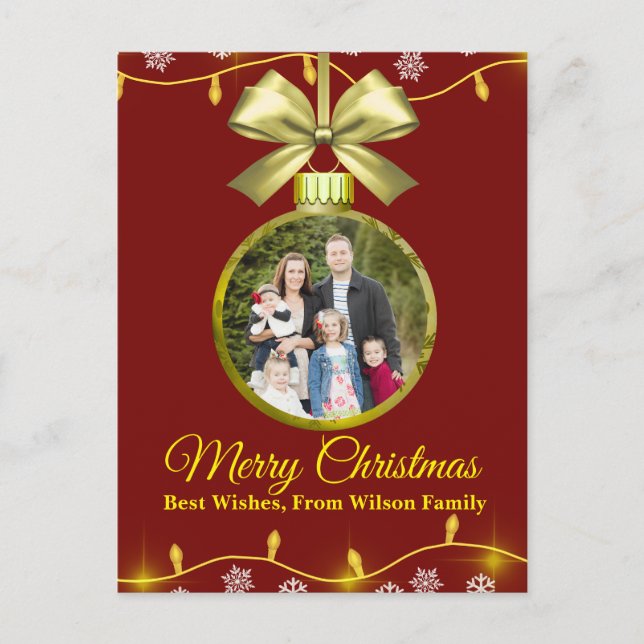Postal Festiva Christmas Ornament Holiday Photo Card (Anverso)