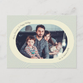 Postal Festiva Christmas Photocard Playful Design Oval Photo