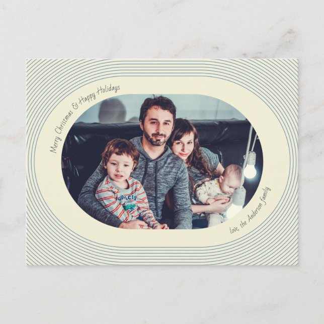 Postal Festiva Christmas Photocard Playful Design Oval Photo (Anverso)