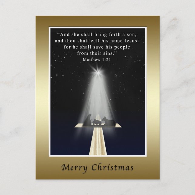 Postal Festiva Christmas, Religious, Nativity and Cross (Anverso)