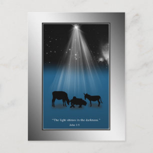Postal Festiva Christmas, Religious, Nativity, Stars, Postcard