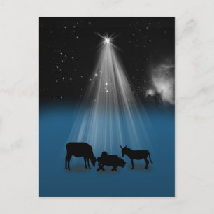 Postal Festiva Christmas, Religious, Nativity, Stars, Postcard