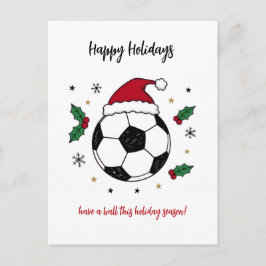 Postal Festiva Christmas Soccer Ball Santa Hat Greeting Cards