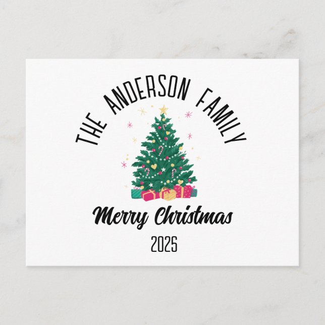 Postal Festiva Christmas Tree With Lights Personalized Name (Anverso)