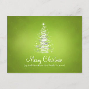 Postal Festiva Christmas tree with sparkles on lime green