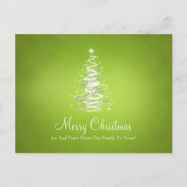 Postal Festiva Christmas tree with sparkles on lime green (Anverso)