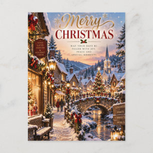 Postal Festiva Christmas Village Greeting Card