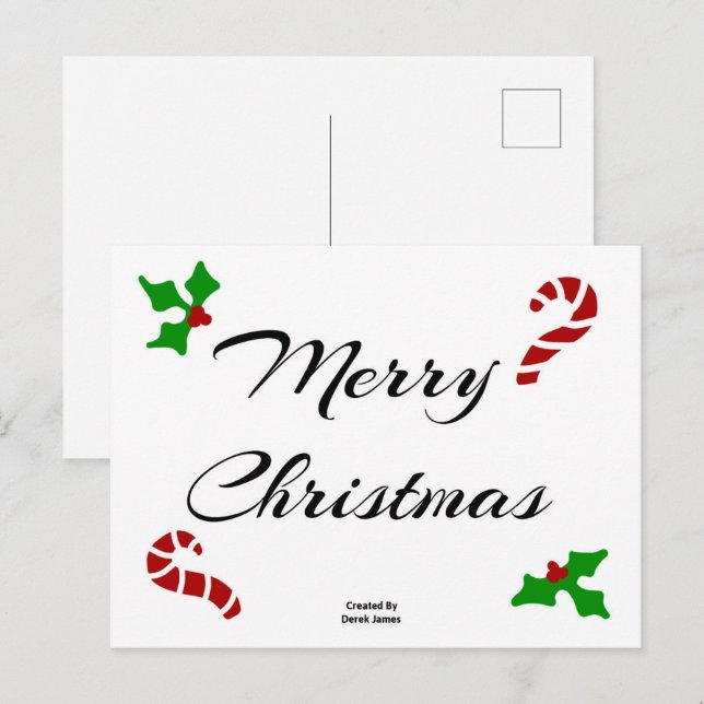 Postal Festiva Christmas Wishes Postcard (Anverso / Reverso)