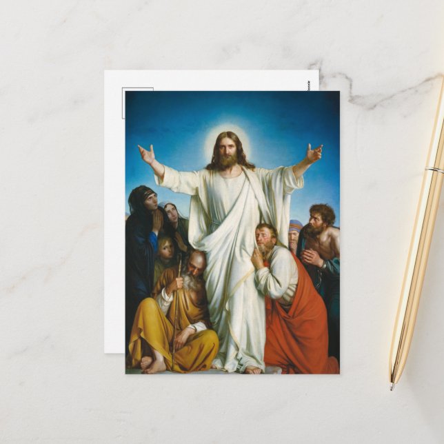 Postal Festiva Christus Consolator por Carl Bloch (Anverso/Reverso In Situ)