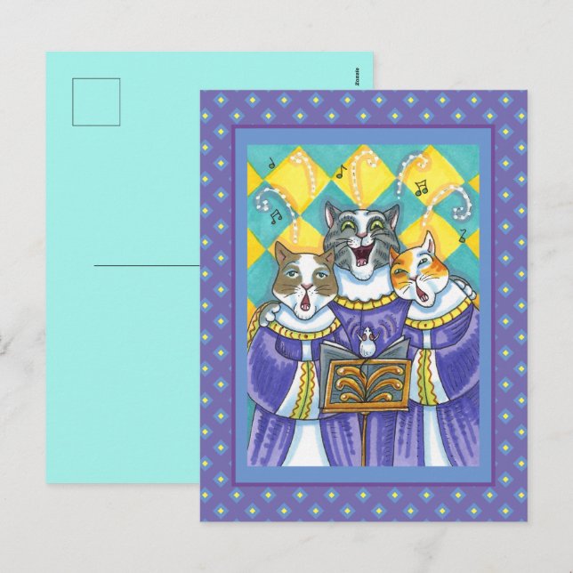 POSTAL FESTIVA CHURCH CHOIR CATS & MOUSE CANTANDO NAVIDADES CAROL (Anverso / Reverso)