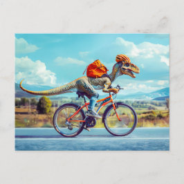 Postal Festiva Ciclismo de dinosaurios a través del campo