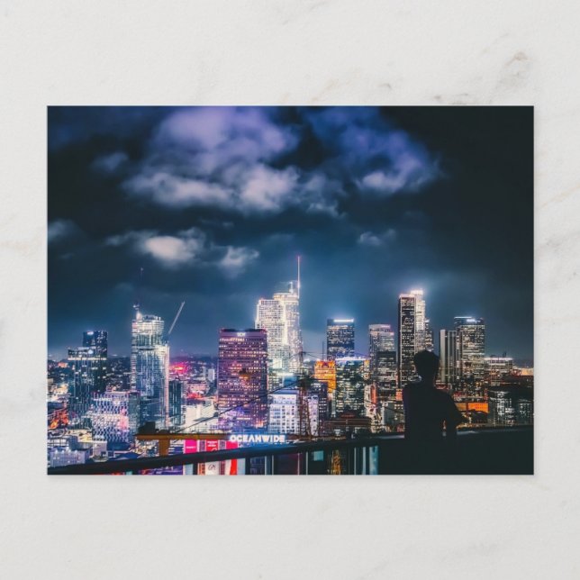 Postal Festiva Cielo nocturno de Los Ángeles (Anverso)