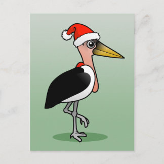 Postal Festiva Cigüeña de marabú Santa