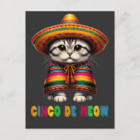 Cinco De Mayo Funny Gato Mexicano Sombrero Meow