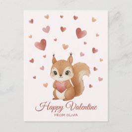 Postal Festiva Cinta de ardilla con corazón Día de San Valentín
