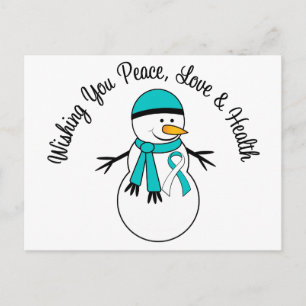 Postal Festiva Cinta de cáncer cervical para navidades Snowman