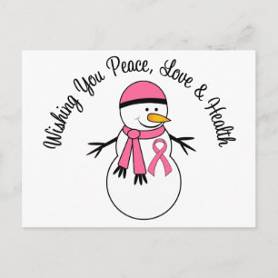 Postal Festiva Cinta de cáncer de mama para navidades Snowman
