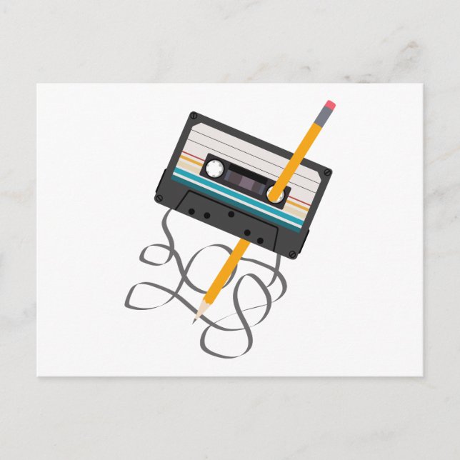 Postal Festiva Cinta divertida de cassette Music Retro de 80 (Anverso)