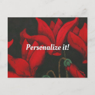 Postal Festiva Círculo rojo vivo en un fondo negro oscuro