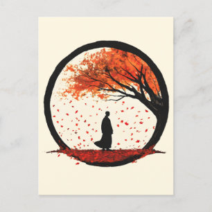 Postal Festiva Círculo zenano de quietud otoño hojas caídas