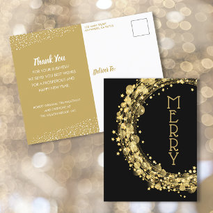 Postal Festiva Círculos y estrellas en negro