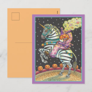 Postal Festiva CIRCUS CLOWN, ZEBRA Halloween