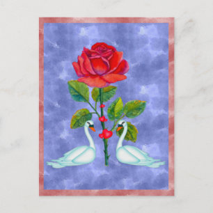 Postal Festiva Cisnes románticos de San Valentín