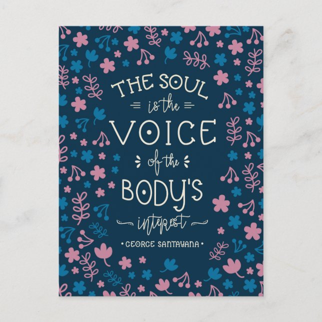 Postal Festiva Cita de George Santayana - el alma es la voz (Anverso)