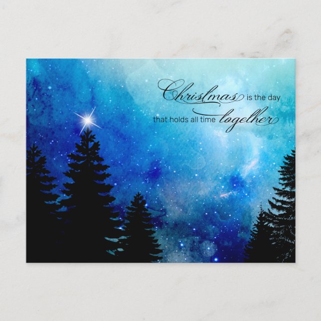 Postal Festiva Cita de navidades con Starry Night Sky & Woods (Anverso)