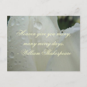 Postal Festiva Cita de Shakespeare Días Felices , Blanco