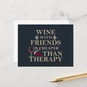 Postal Festiva cita de vinos divertidos para los amigos