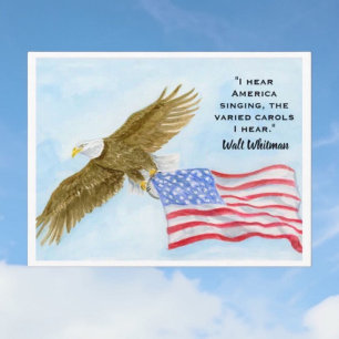 Postal Festiva Cita de Walt Whitman Águila Calva Volando con Amér