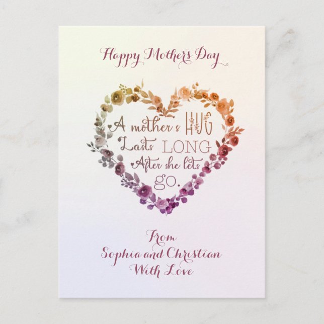 Postal Festiva Cita del día de la madre acuarela Flor cosecha (Anverso)